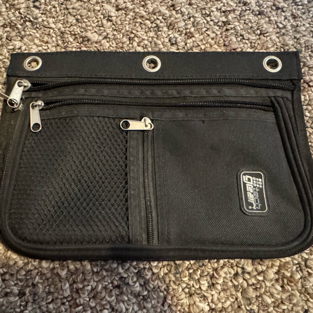 Black Zippered Pouch with Metal Accents